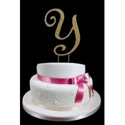 Gold Letter Y Rhinestone Cake Topper Decoration